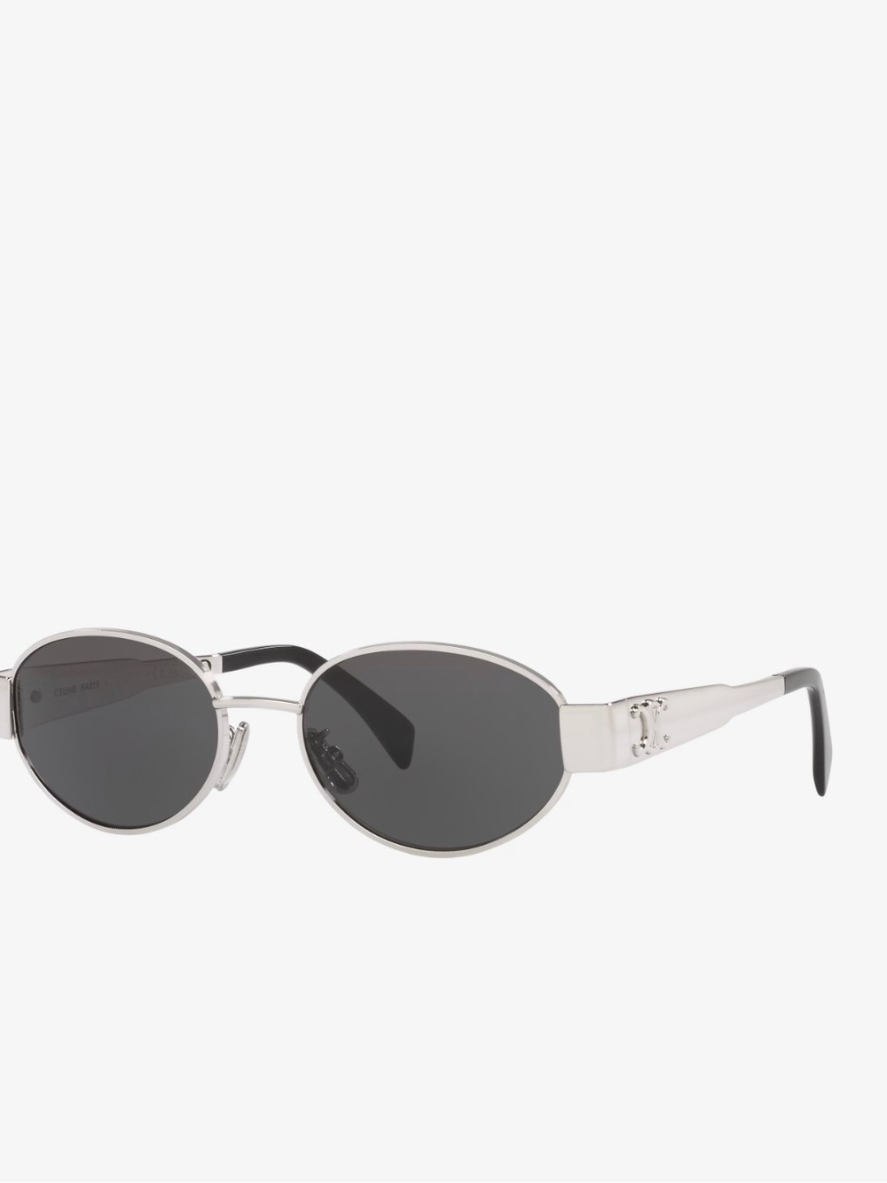 Silver Oval Sunglasses with Dark Lenses